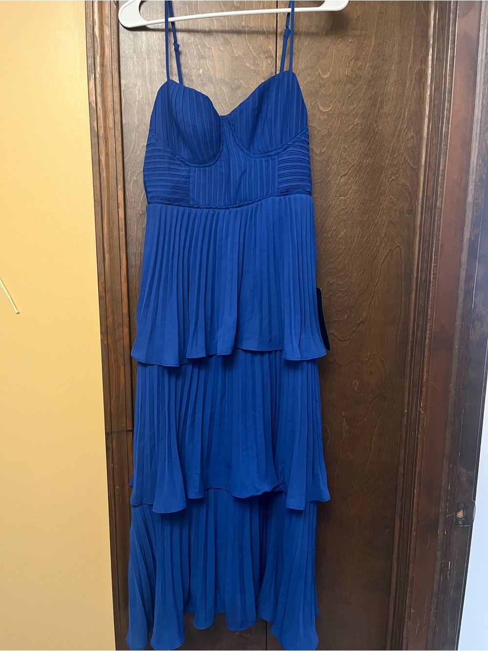 Lulu's Royal Blue Cascading Crush Tiered Pleated Midi Dress